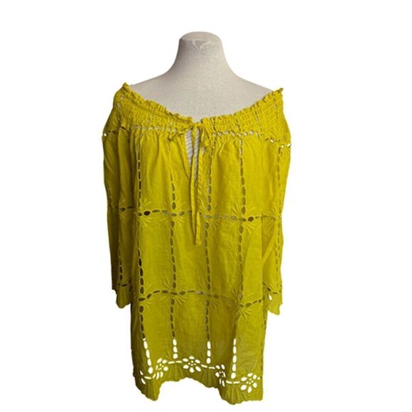 INC International Concepts Yellow Eyelet Top Size 4 - Picture 4 of 9